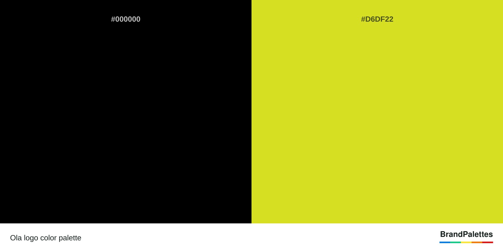 Ola color palette with Black #000000, Pear #D6DF22