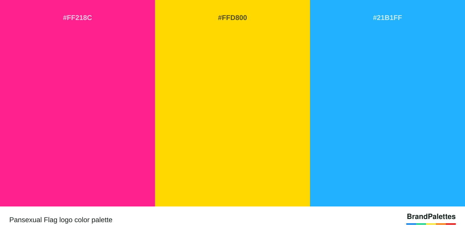 Pansexual Flag color palette with Magenta #FF218C, Yellow #FFD800, Cyan #21B1FF