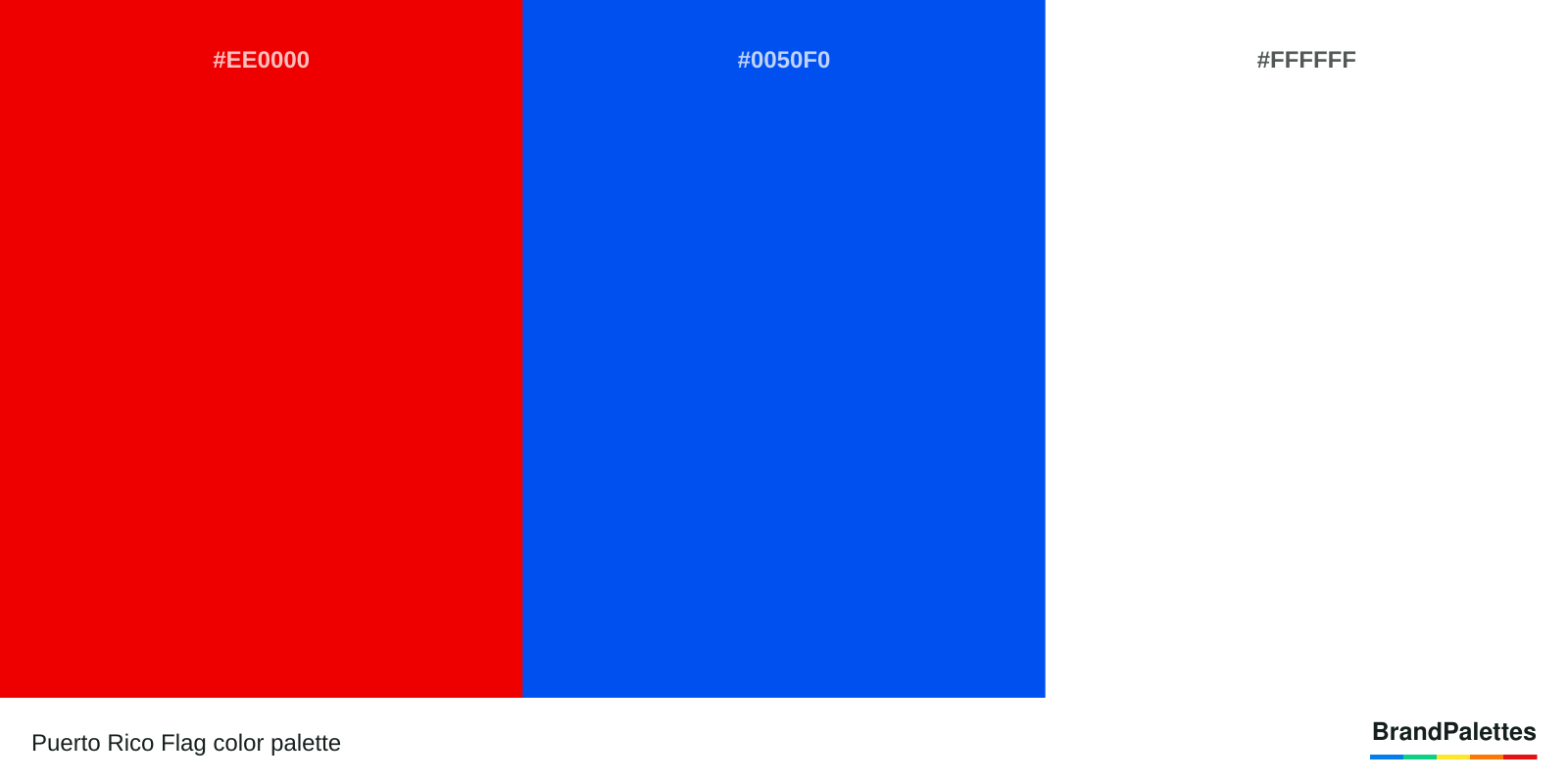 Puerto Rico Flag color palette with Red #EE0000, Blue #0050F0, White #FFFFFF