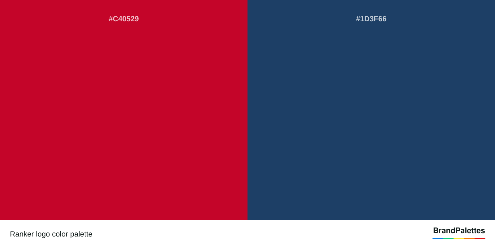 Ranker color palette with Ncs Red #C40529, Rainbow Indigo #1D3F66