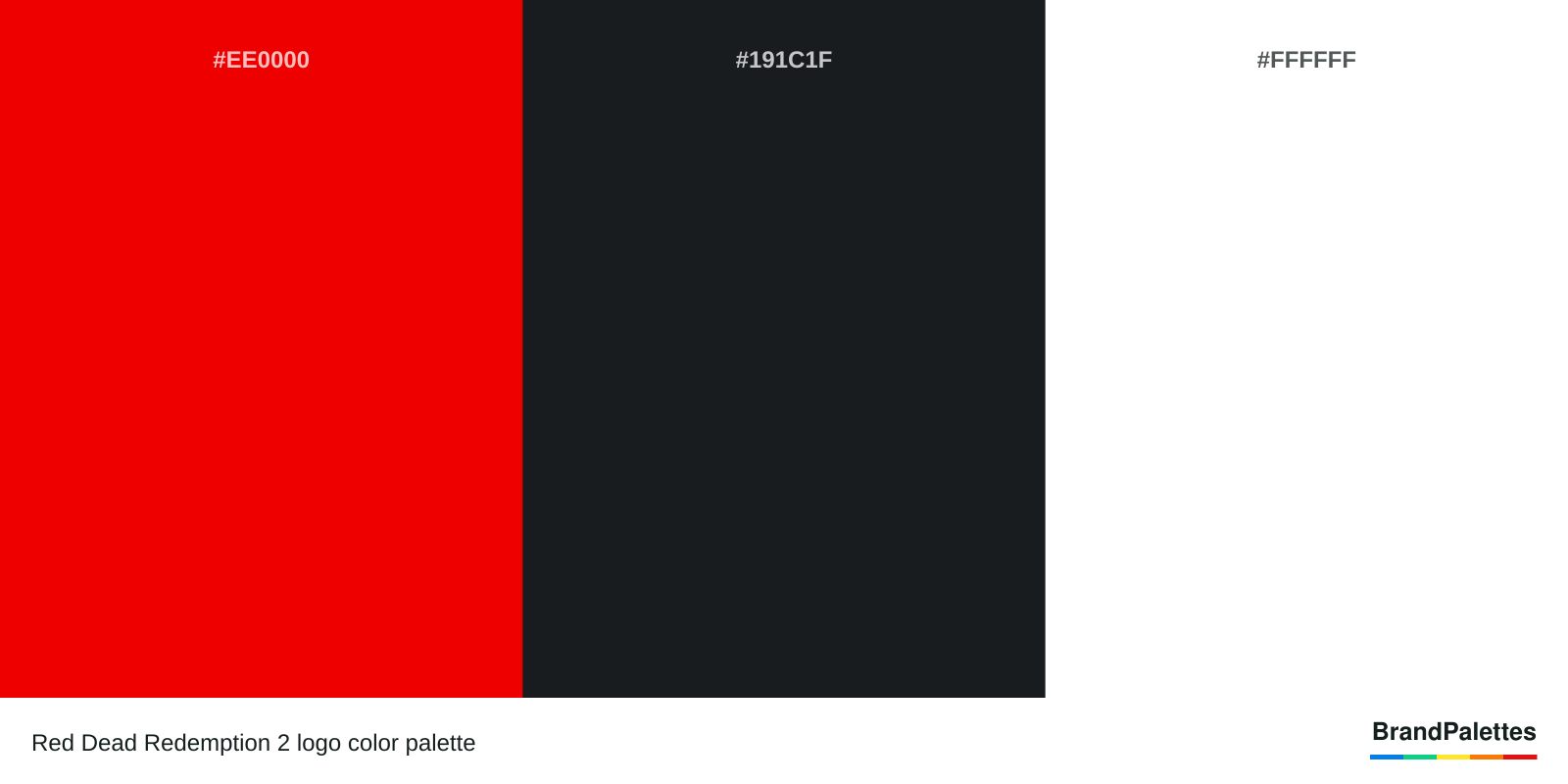 Red Dead Redemption 2 color palette with Red #EE0000, Black #191C1F, White #FFFFFF