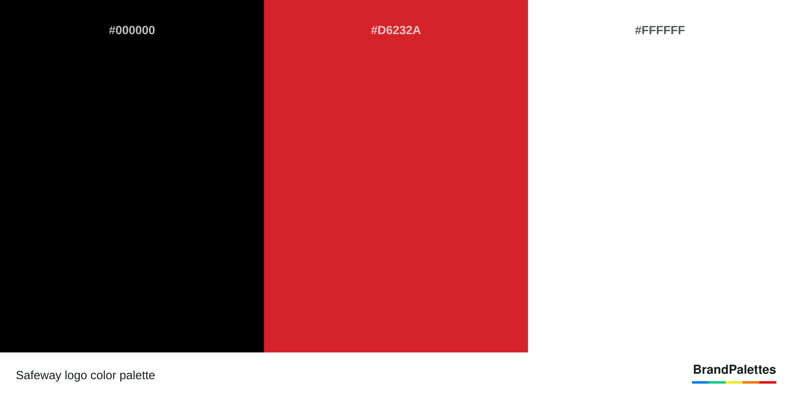Safeway color palette with Black #000000, Red #D6232A, White #FFFFFF