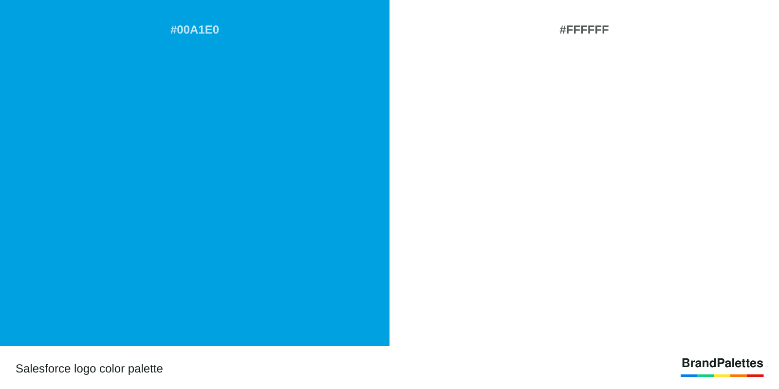 Salesforce color palette with Blue #00A1E0, White #FFFFFF