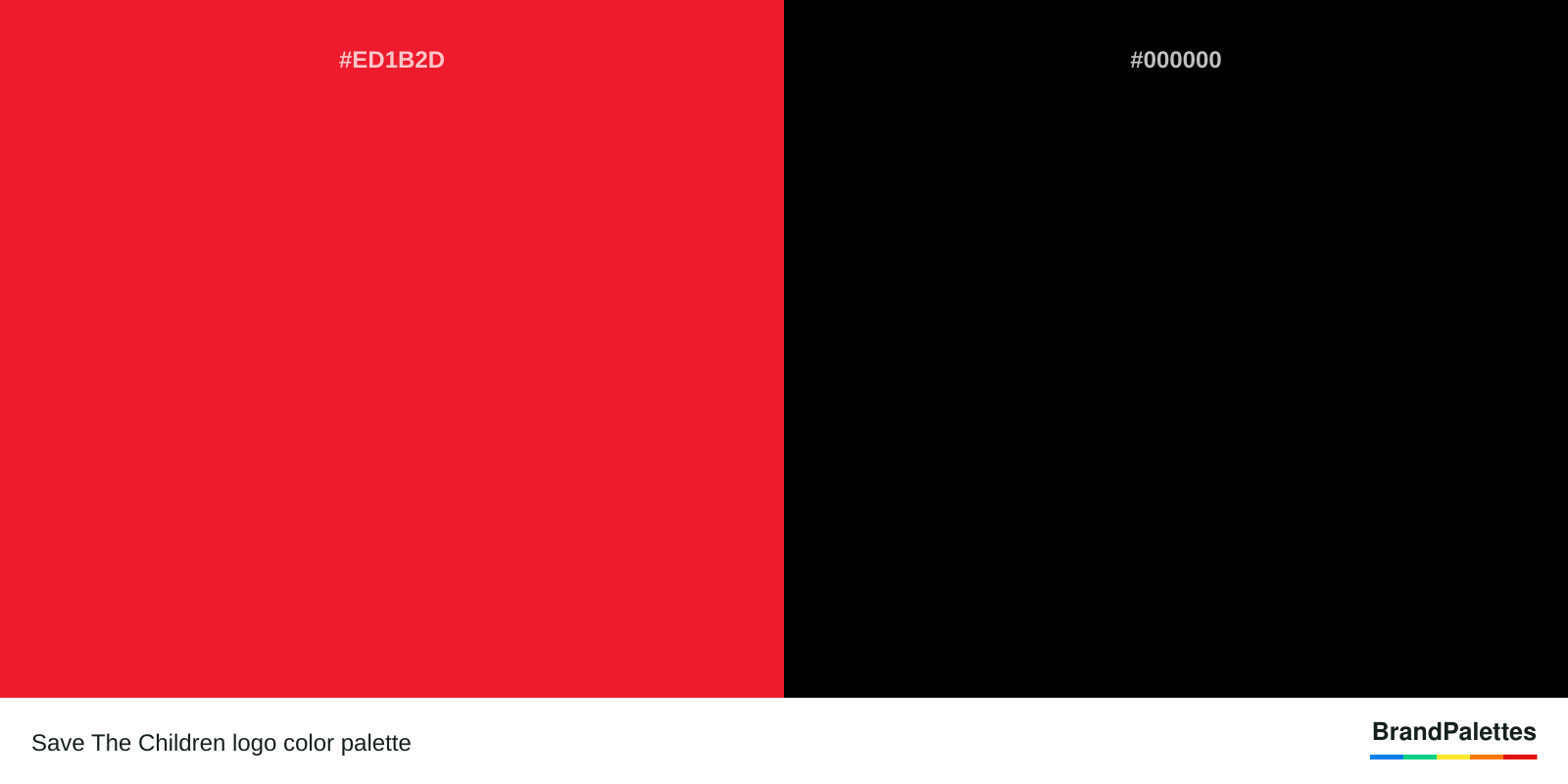 Save The Children color palette with Pigment Red #ED1B2D, Black #000000