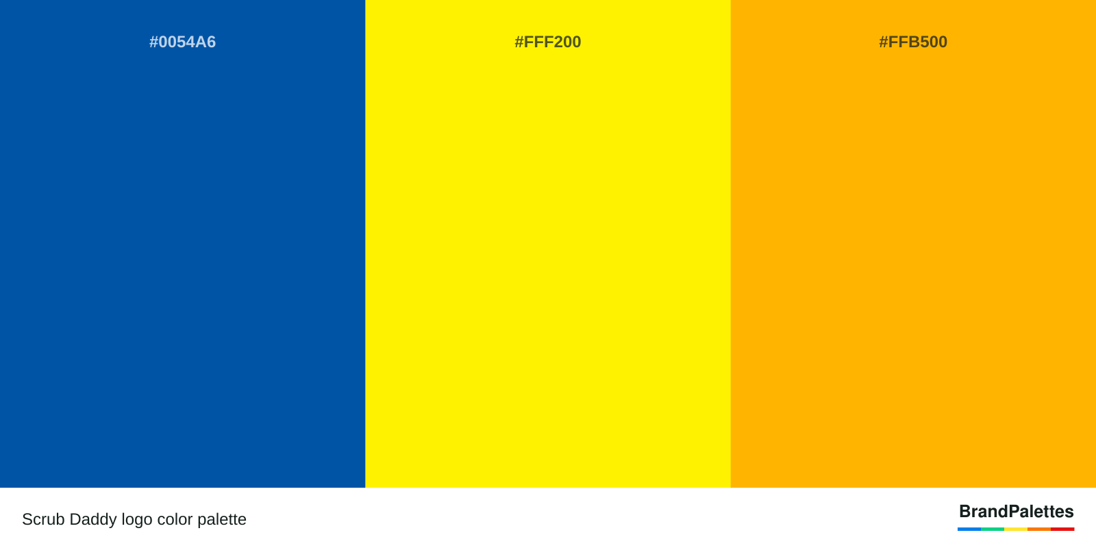 Scrub Daddy color palette with Cobalt Blue #0054A6, Yellow Rose #FFF200, Ucla Gold #FFB500