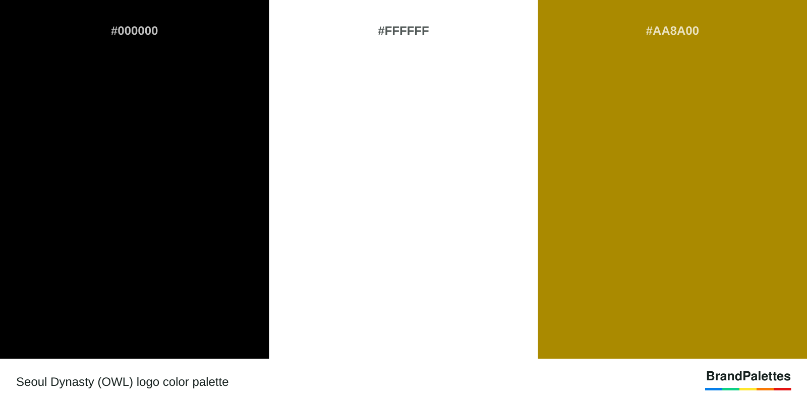Seoul Dynasty (OWL) color palette with Black #000000, White #FFFFFF, Gold #AA8A00