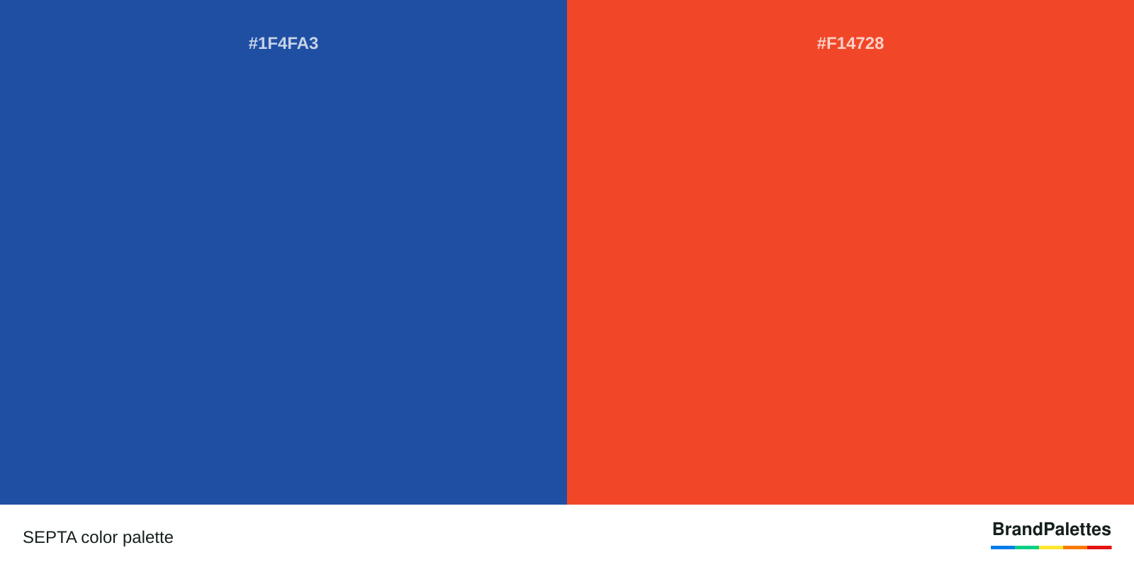 SEPTA color palette with Cyan Cobalt Blue #1F4FA3, Cinnabar #F14728