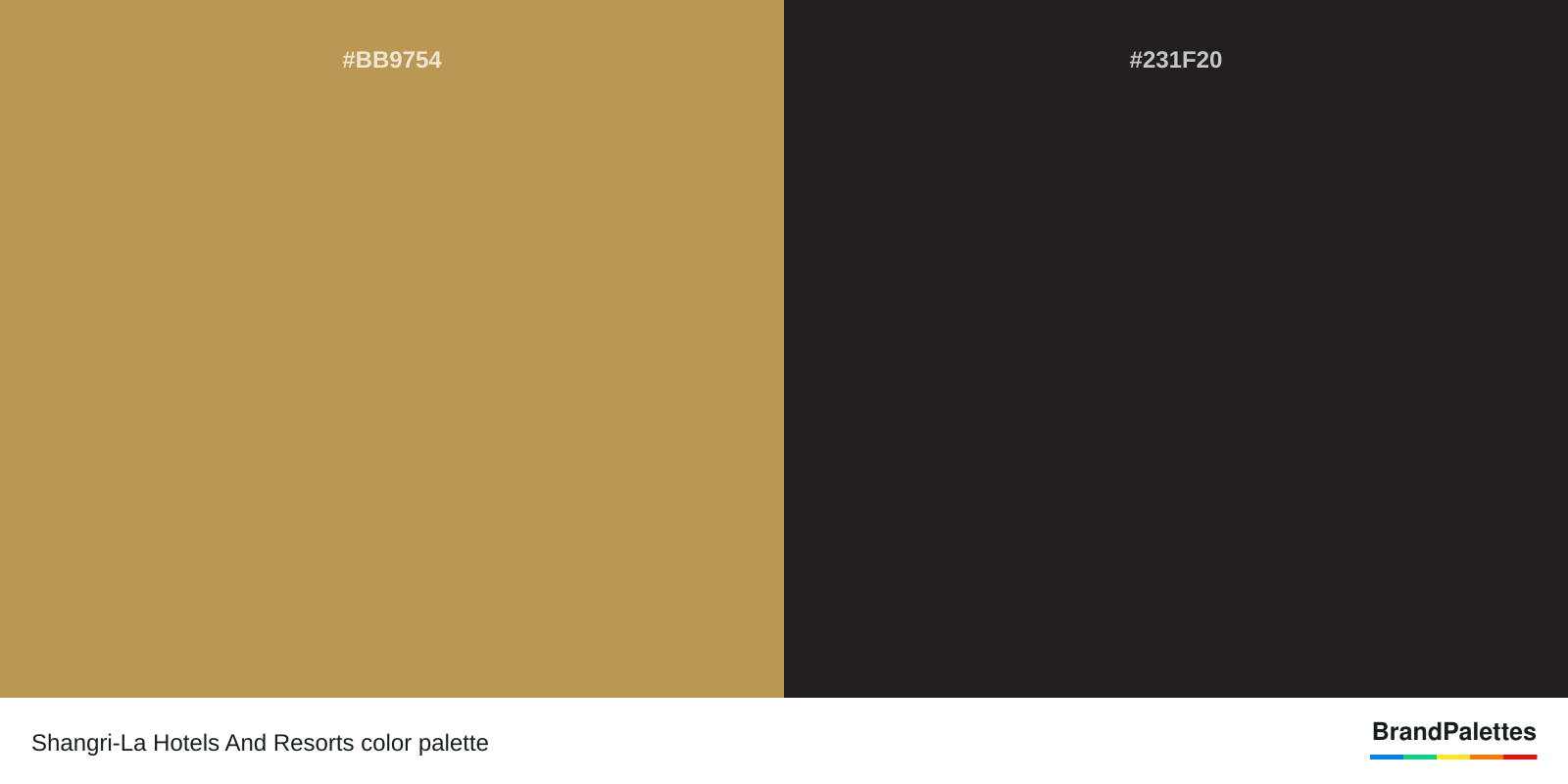 Shangri-La Hotels And Resorts color palette with Aztec Gold #BB9754, Raisin Black #231F20