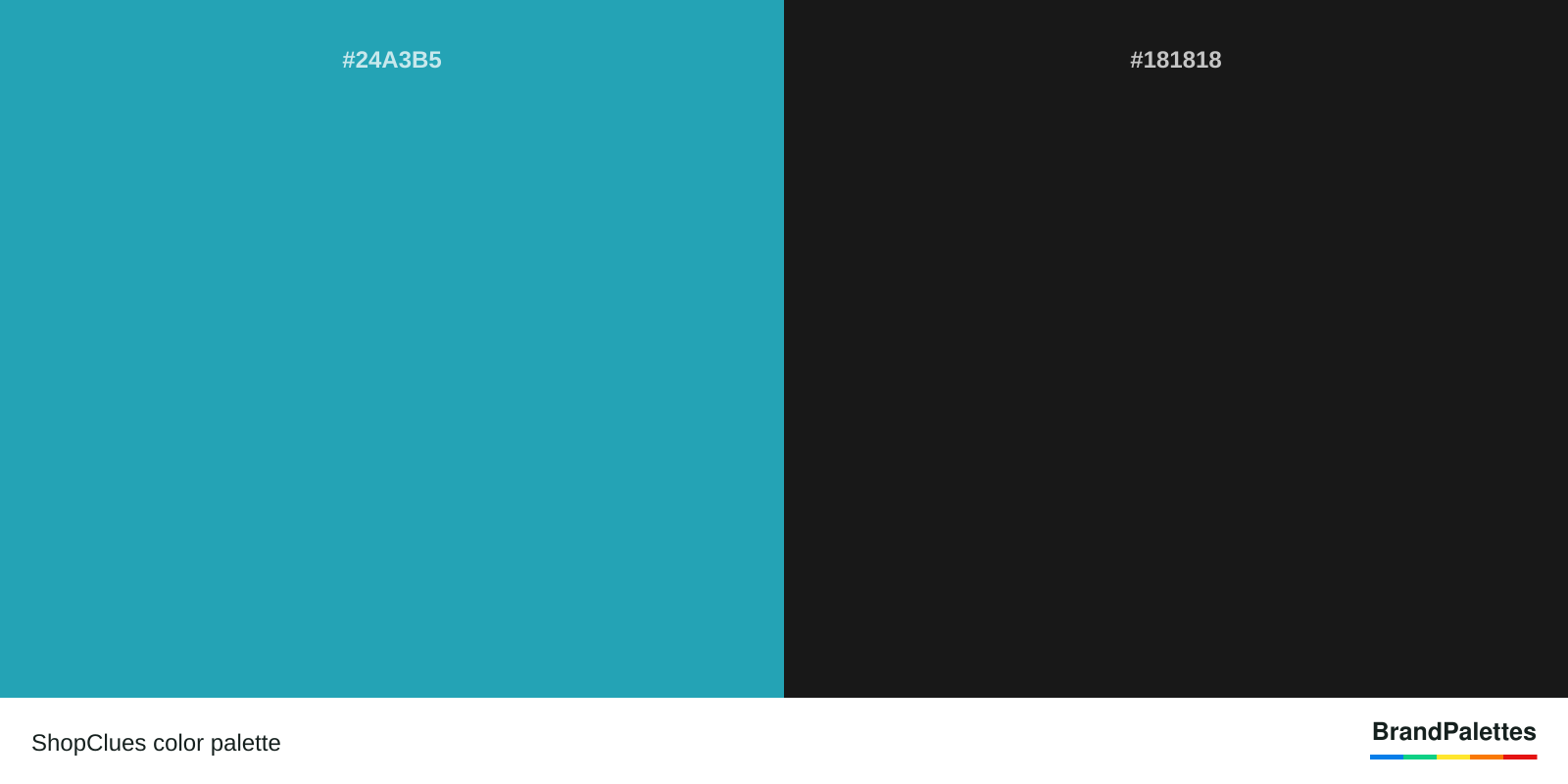 ShopClues color palette with Light Sea Green #24A3B5, Eerie Black #181818