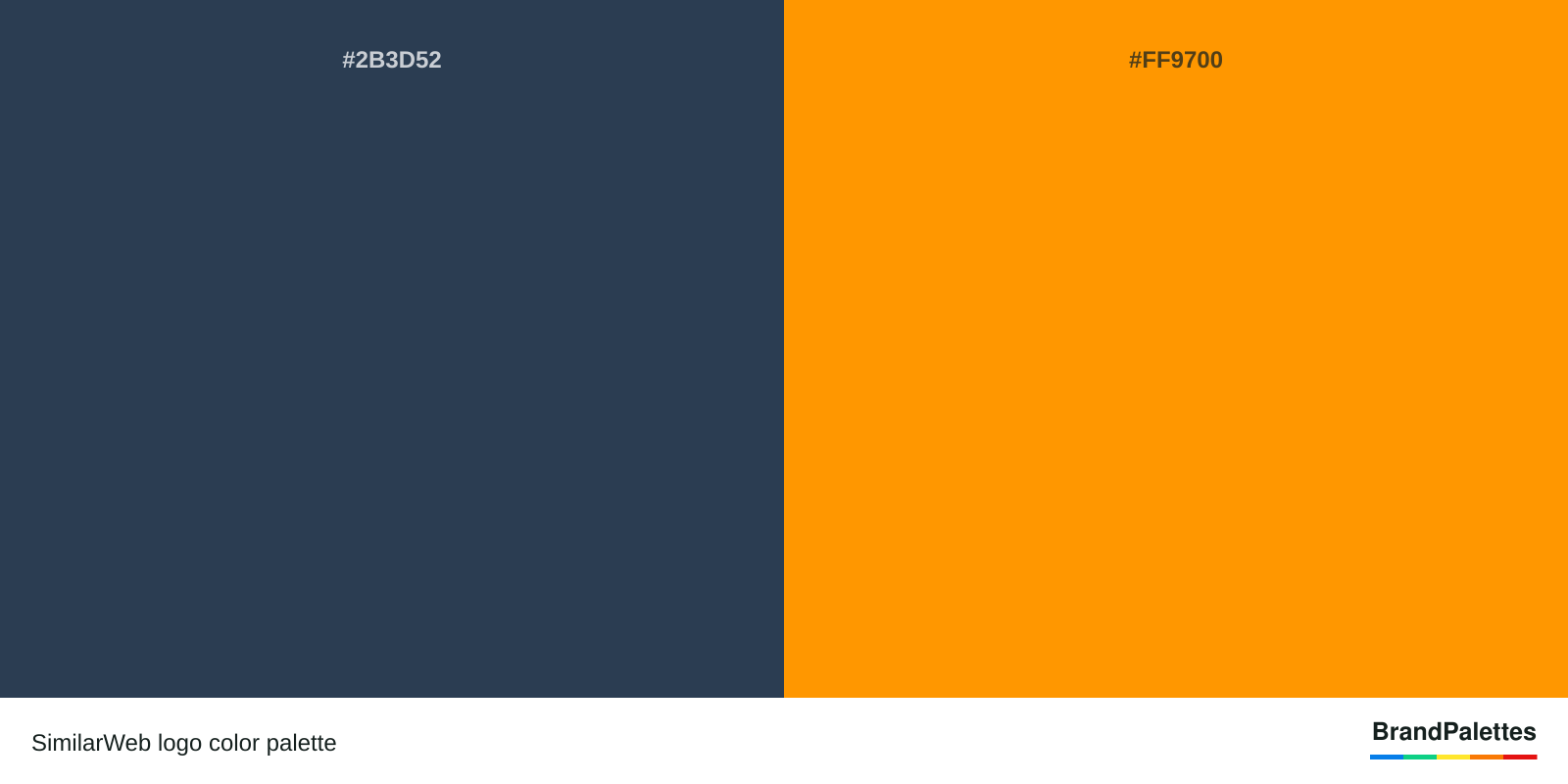SimilarWeb color palette with Japanese Indigo #2B3D52, Vivid Gamboge #FF9700