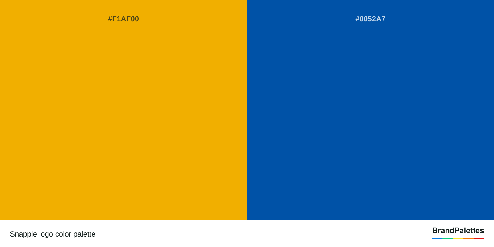 Snapple color palette with American Yellow #F1AF00, Cobalt Blue #0052A7