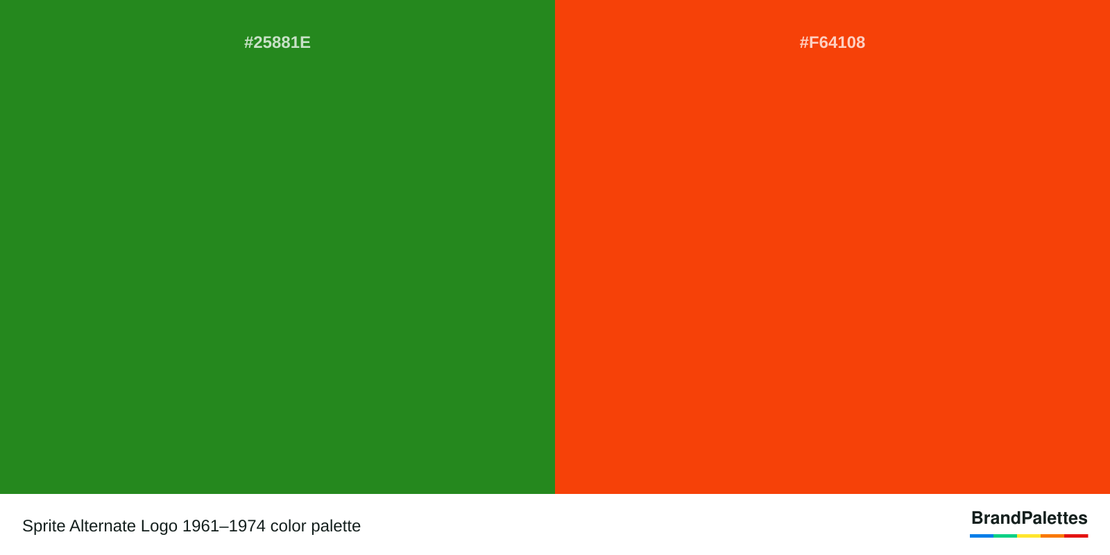 Sprite Alternate Logo 1961–1974 color palette with Web Forest Green #25881E, Red-Orange #F64108