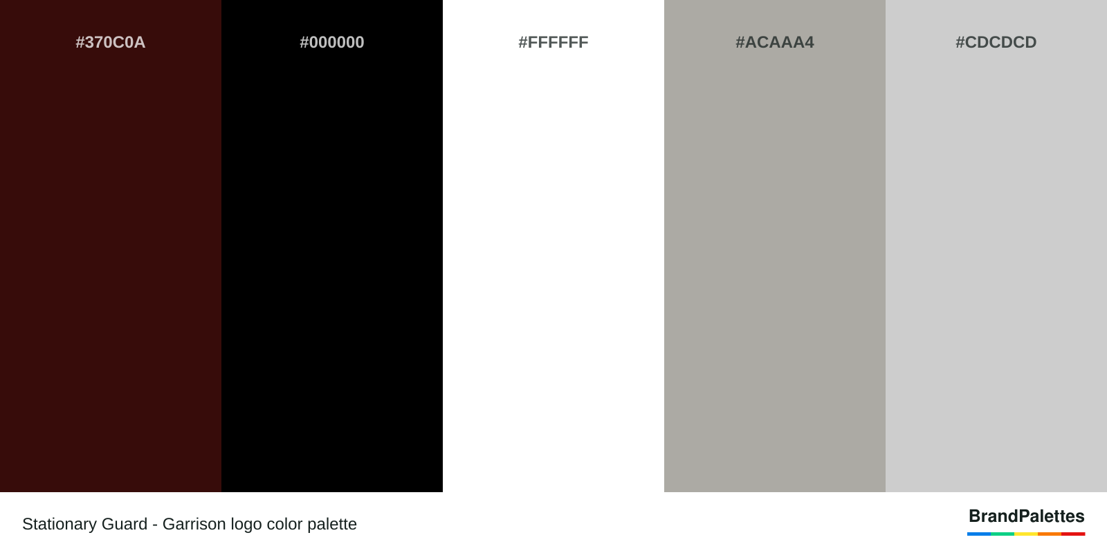 Stationary Guard - Garrison color palette with Maroon #370C0A, Black #000000, White #FFFFFF, Silver #ACAAA4, Gray #CDCDCD