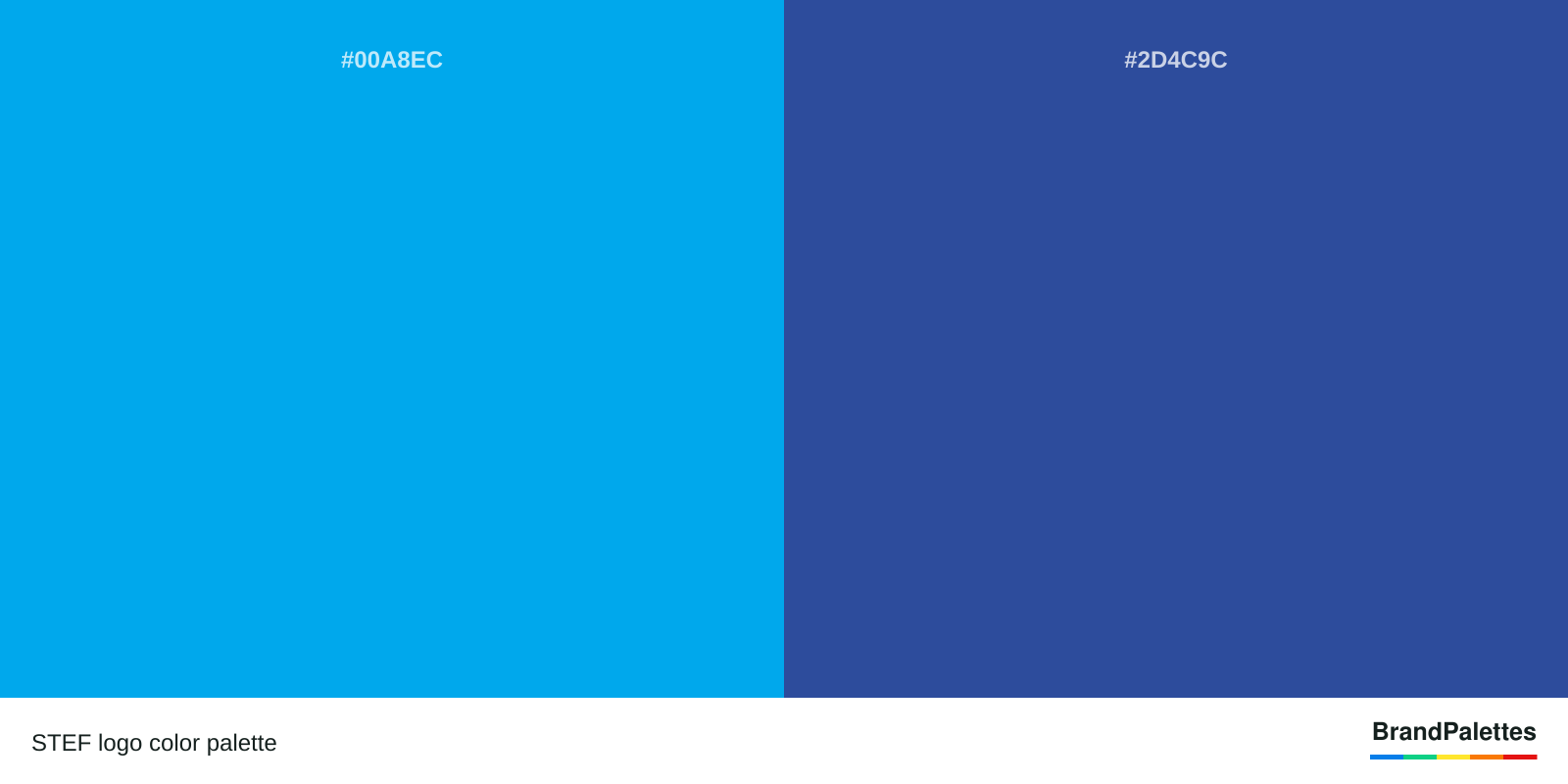 STEF color palette with Vivid Cerulean #00A8EC, Yinmn Blue #2D4C9C