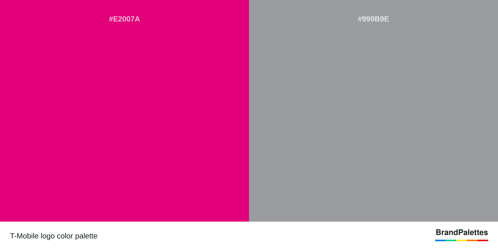T-Mobile color palette with Pink #E2007A, Gray #999B9E