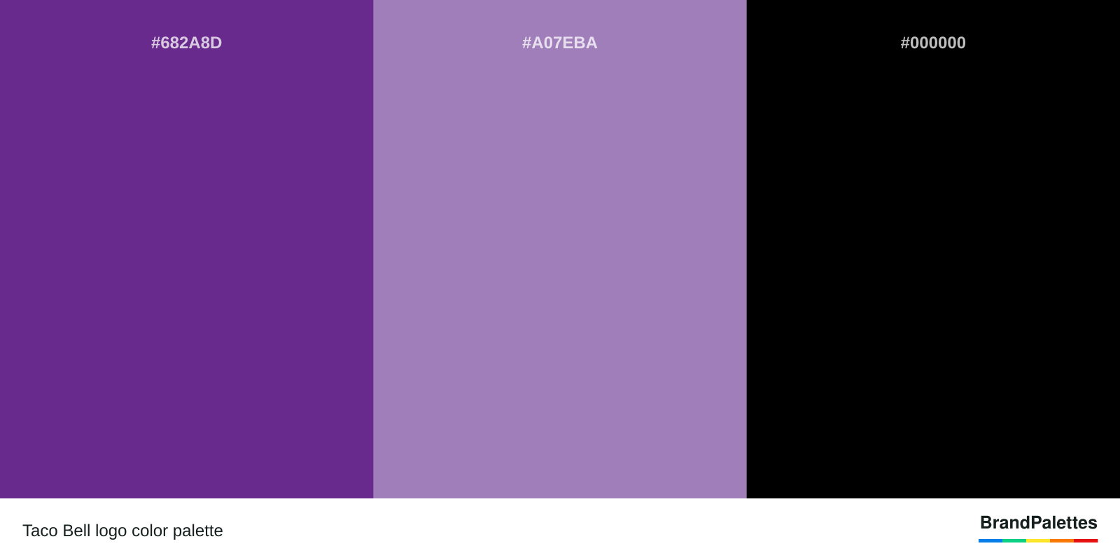 Taco Bell color palette with Purple #682A8D, Light Purple #A07EBA, Black #000000