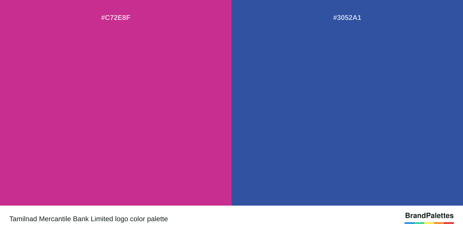 Tamilnad Mercantile Bank Limited color palette with Royal Fuchsia #C72E8F, Cyan Cobalt Blue #3052A1