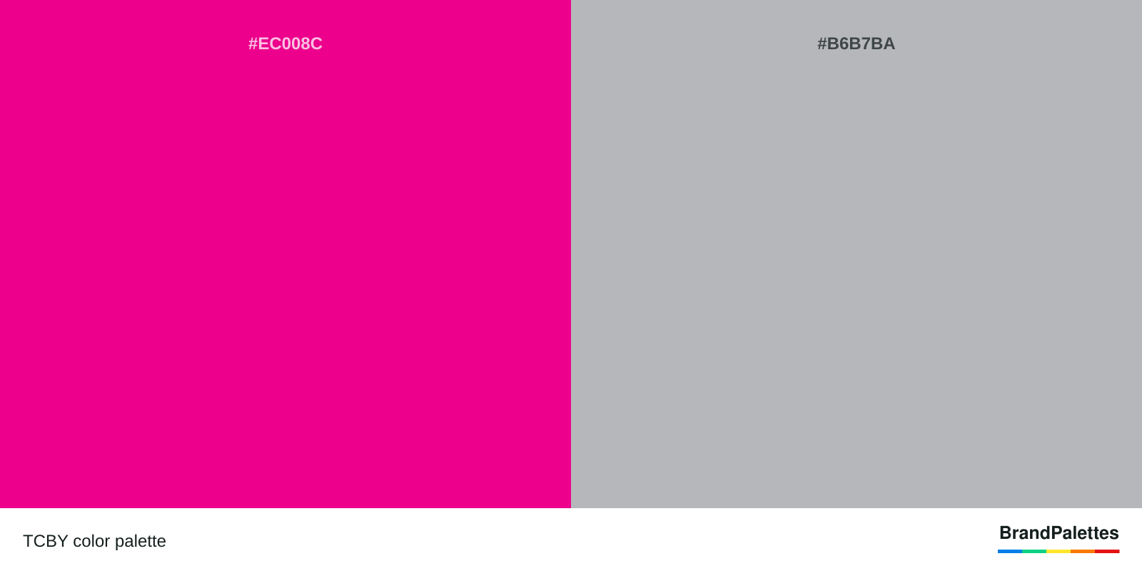 TCBY color palette with Mexican Pink #EC008C, Philippine Silver #B6B7BA