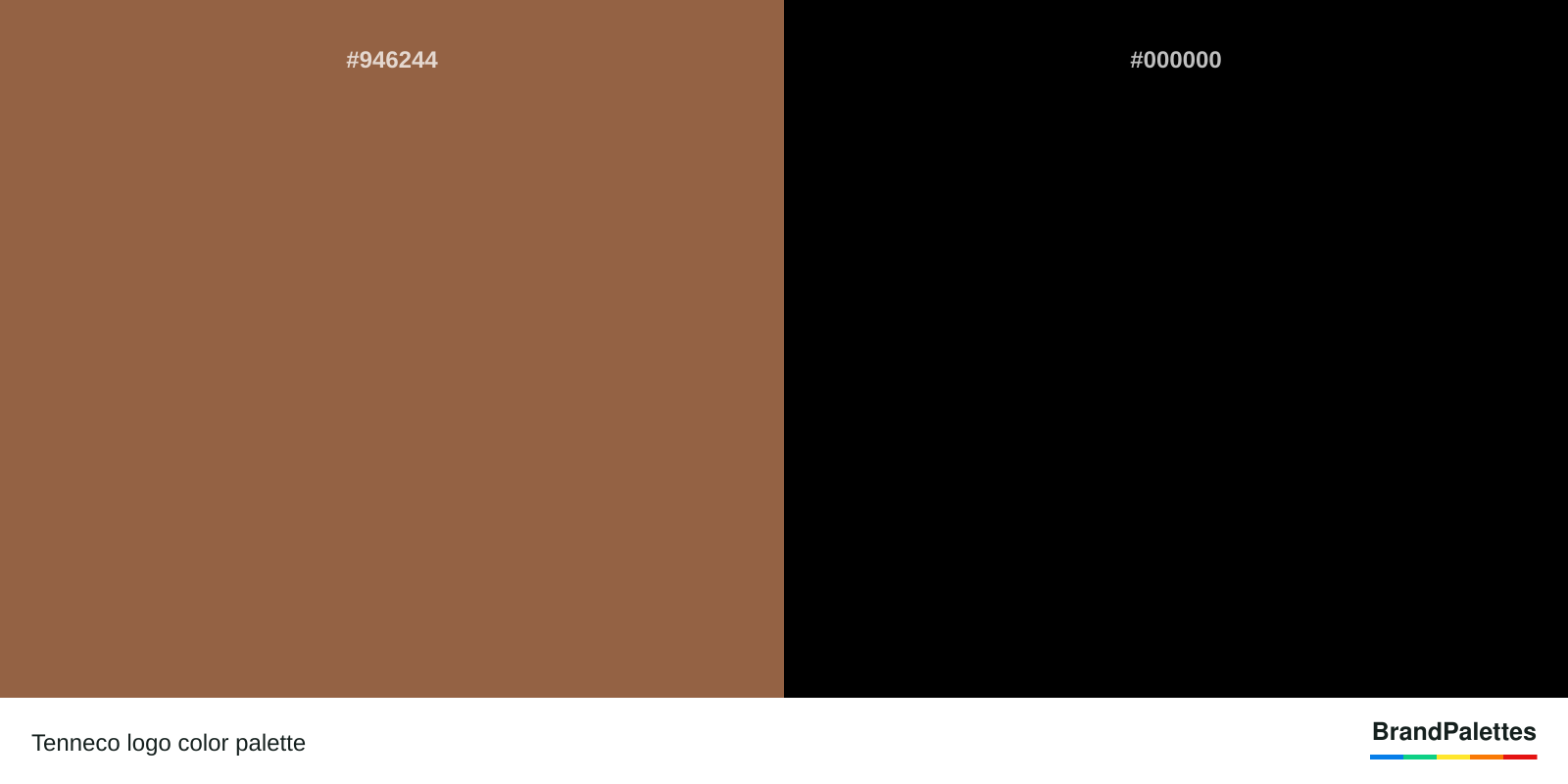 Tenneco color palette with Coconut #946244, Black #000000