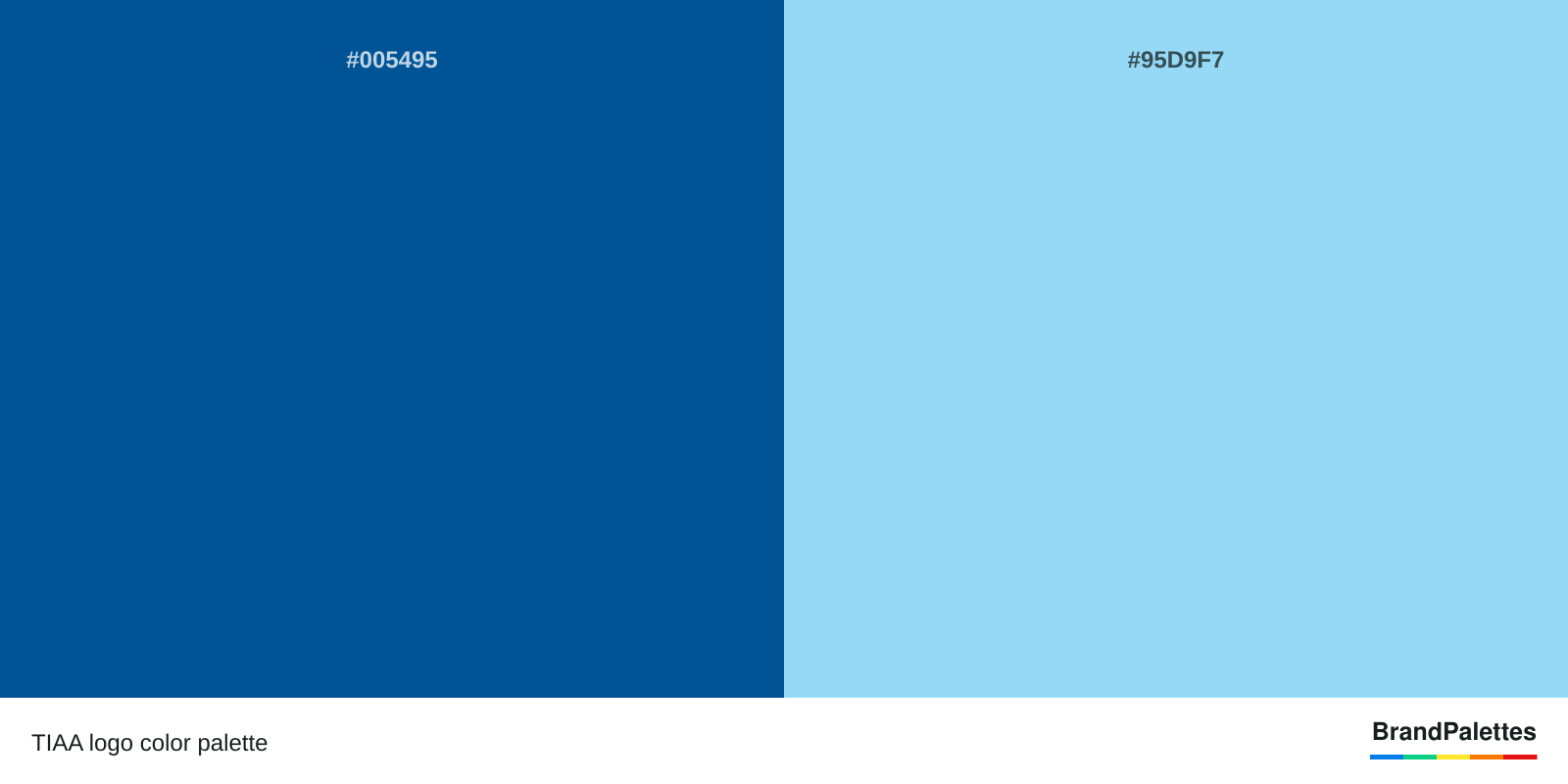 TIAA color palette with Medium Electric Blue #005495, Pale Cyan #95D9F7