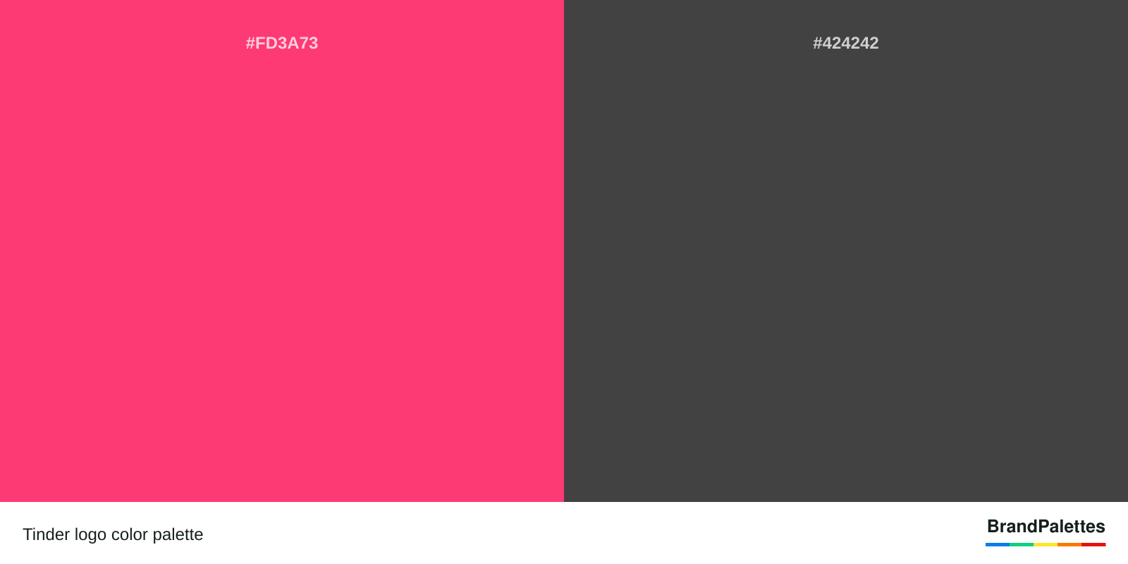 Tinder color palette with Pink #FD3A73, Gray #424242