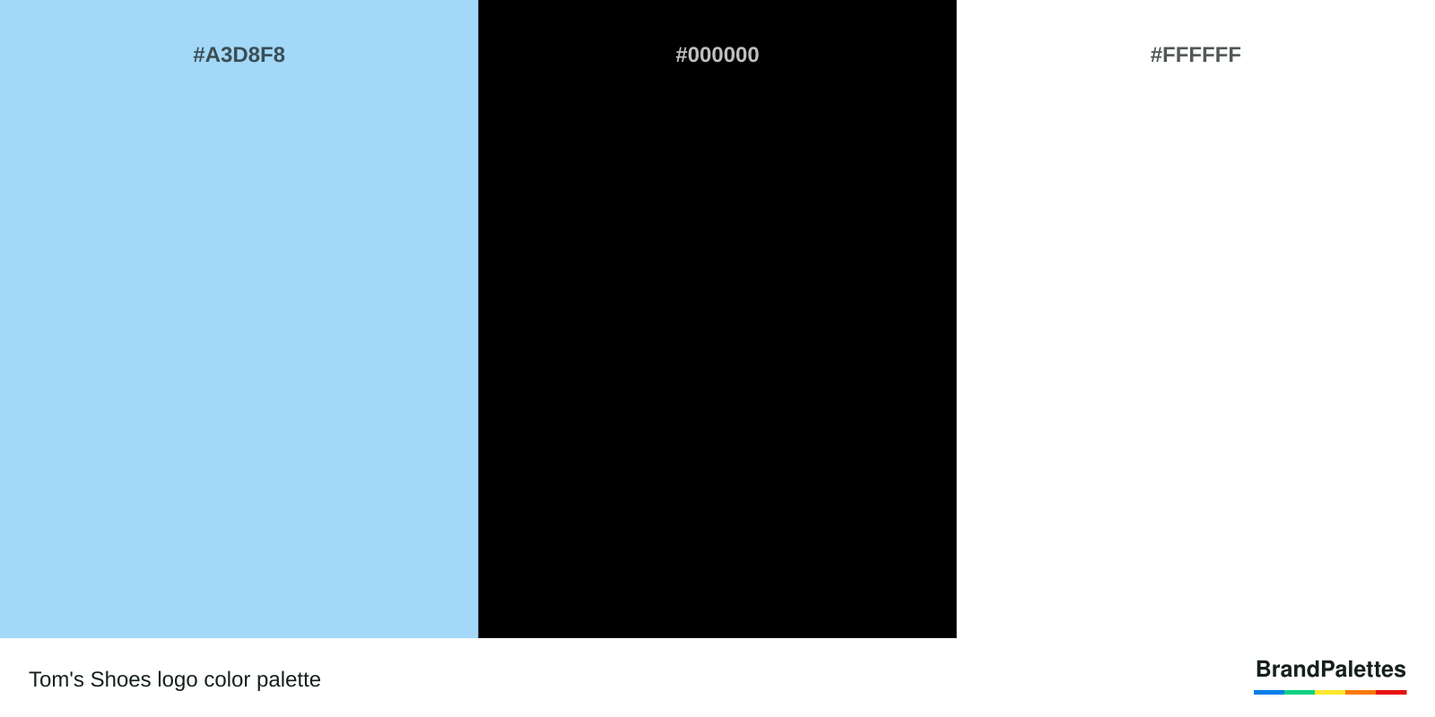 Tom's Shoes color palette with Light Blue #A3D8F8, Black #000000, White #FFFFFF