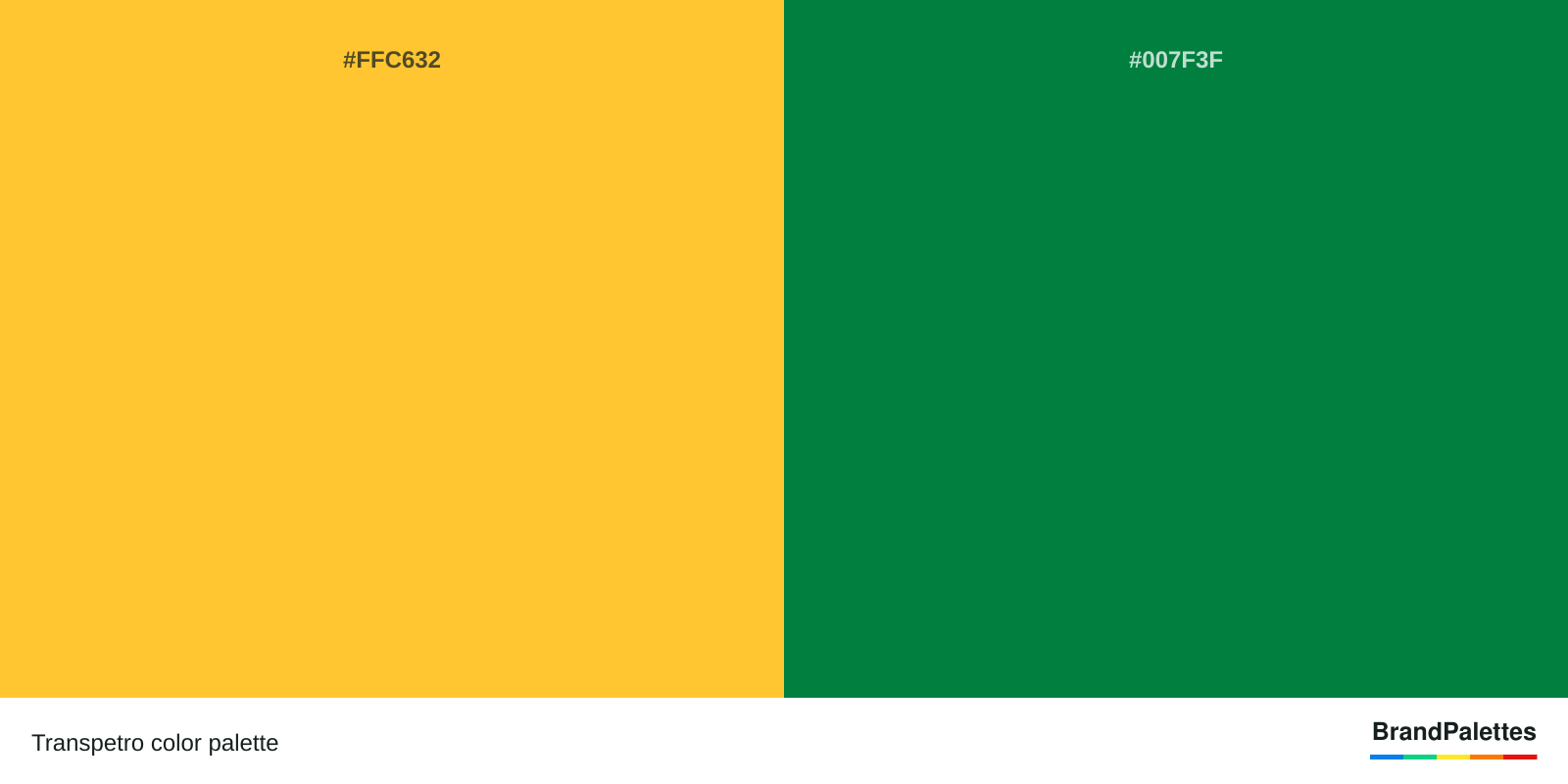 Transpetro color palette with Sunglow #FFC632, Philippine Green #007F3F