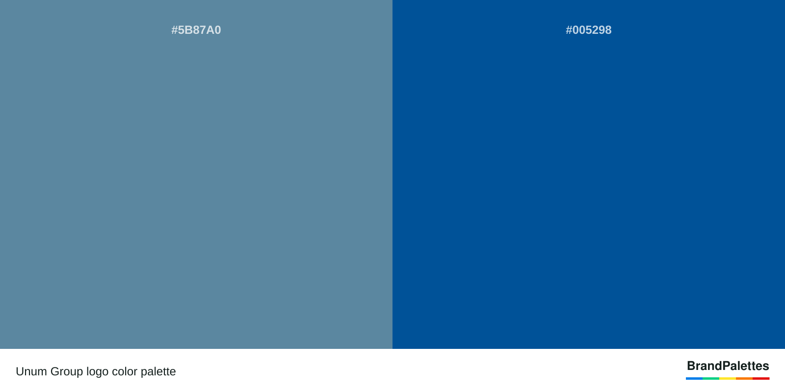 Unum Group color palette with Rackley #5B87A0, Usafa Blue #005298