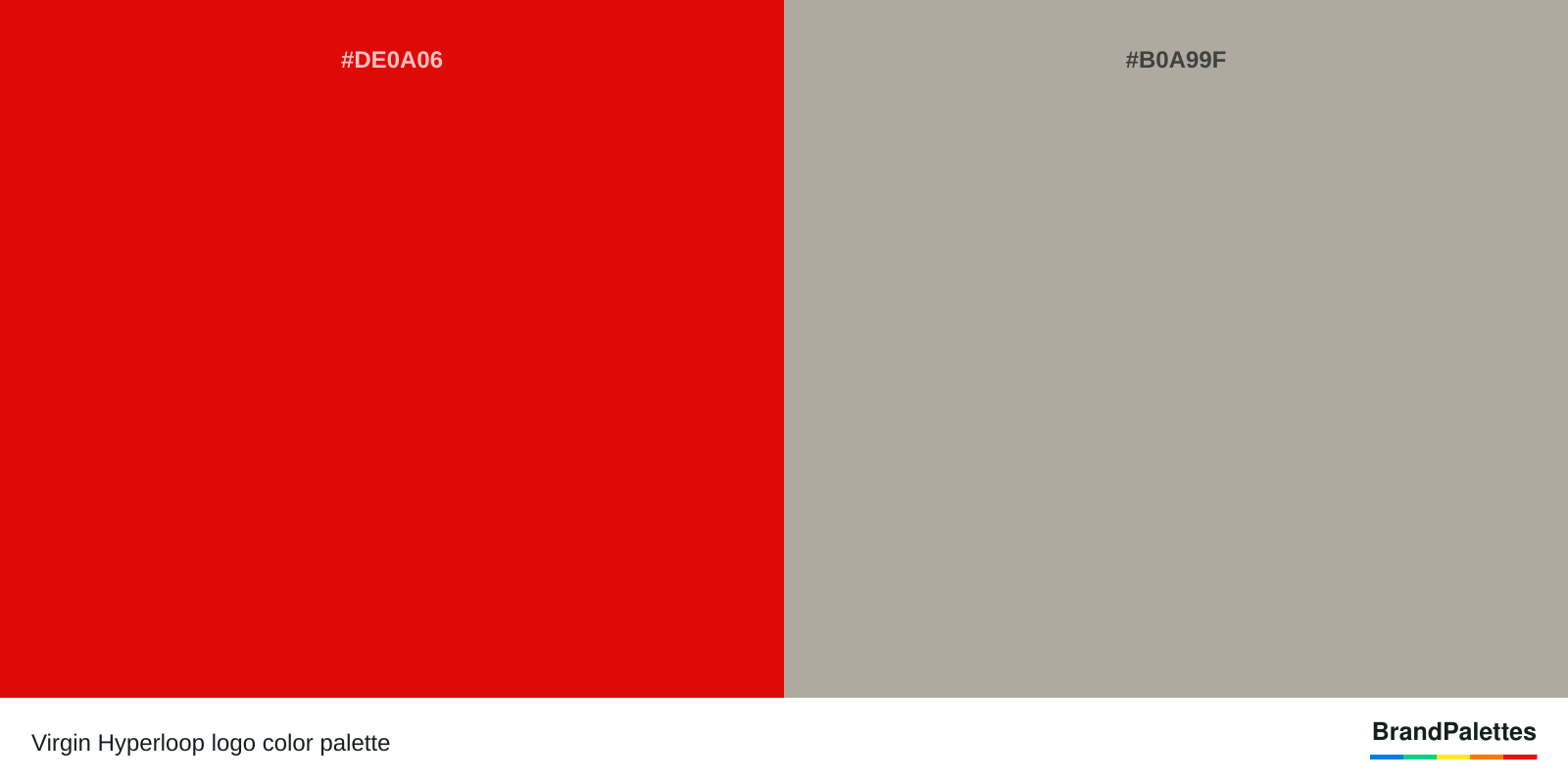 Virgin Hyperloop color palette with Red #DE0A06, Gray #B0A99F