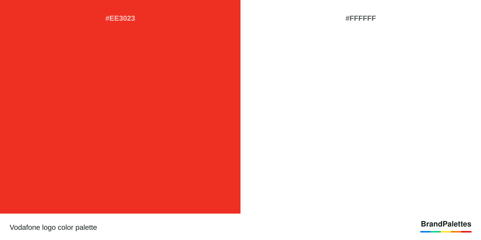 Vodafone color palette with Red #EE3023, White #FFFFFF