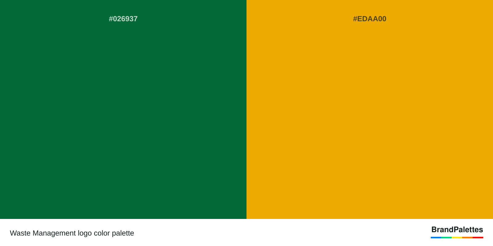 Waste Management color palette with Cadmium Green #026937, American Yellow #EDAA00
