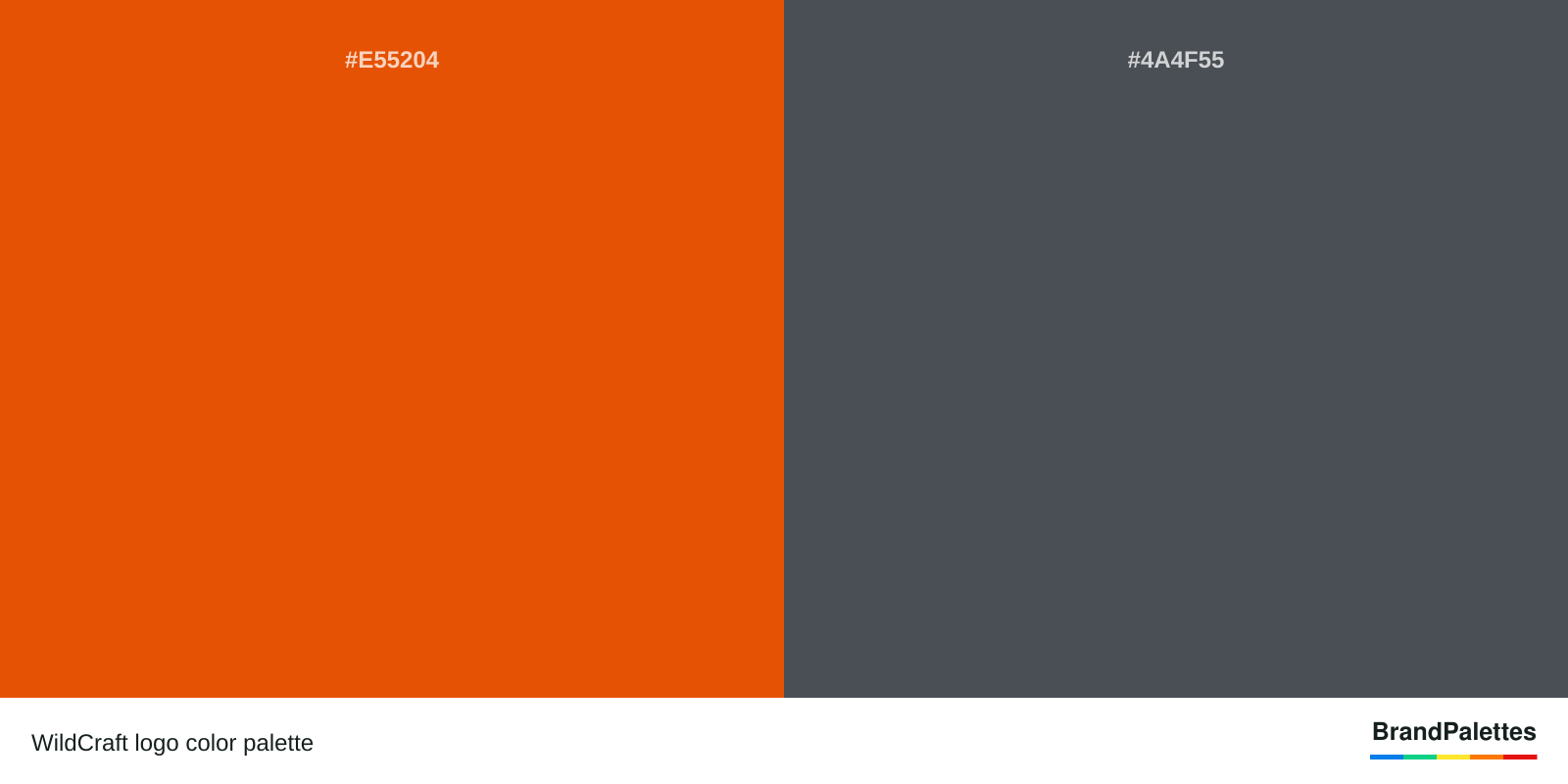 WildCraft color palette with Orange #E55204, Gray #4A4F55