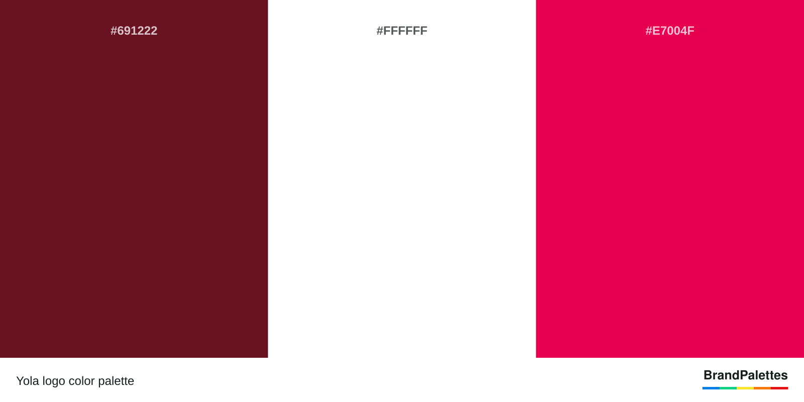 Yola color palette with Persian Plum #691222, White #FFFFFF, Ua Red #E7004F
